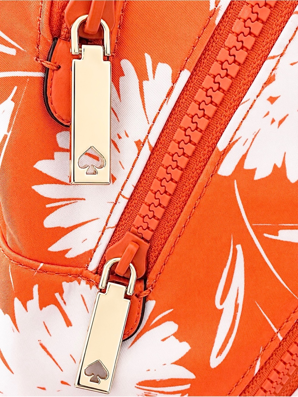 NWOT! Kate Spade Karissa Orange & White Nylon Floral Backpack - Picture 4 of 9